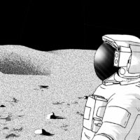 Illustration of an astronaut standing on the moon